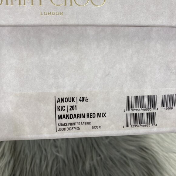 Jimmy Choo Anouk Mandarin Red Mix Snake Print Heels Pump - Picture 10 of 10